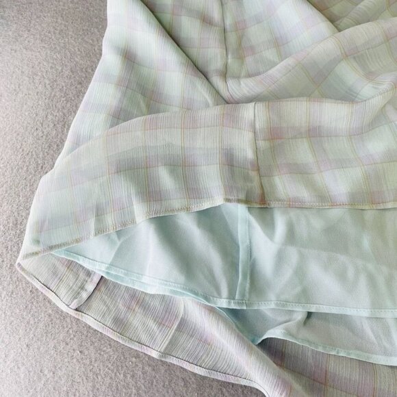 Emporio Armani Check Print Chiffon Dress US Size 2 Midi Length Blue - Picture 8 of 14